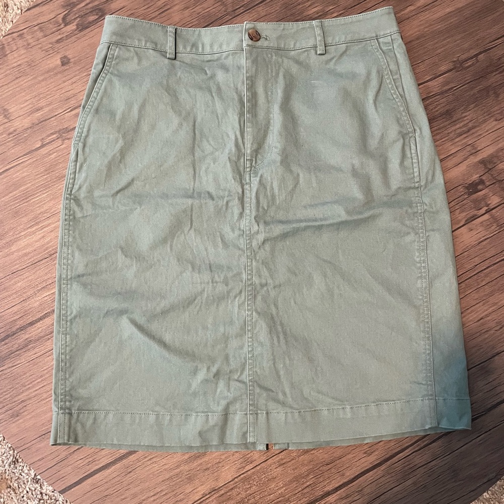 J. Crew Tan and Green Pencil Skirt Casual Workwear
